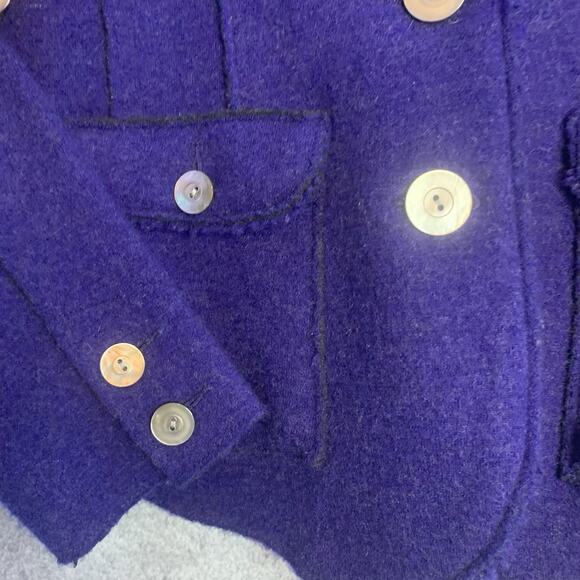 Eileen Fisher Merino Wool Long Sleeve Midnight Blue Blazer Jacket Size L Petite - Picture 8 of 13